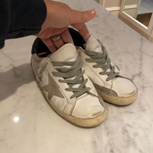 Authentic Size 35 GGDB-White leather Super-Star sneakers with dark blue heel tab